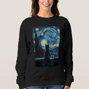 Sudadera Gato de noche estrellado, Gato Van Gogh Amantes Re