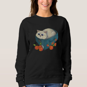Sudadera Gato De Ojo Azul En Una Caja Y Melocotones Si Se A