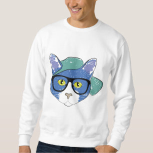 SUDADERA GATO DE OJOS AMARILLOS EN VIDRIO NEGRO Y TAPÓN VER