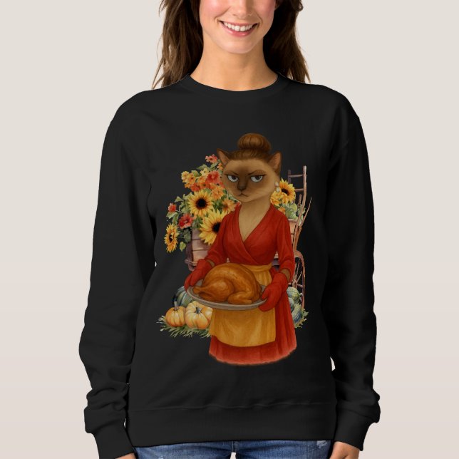 Sudadera Gato de otoño con TURQUÍA para Acción de Gracias (Anverso)