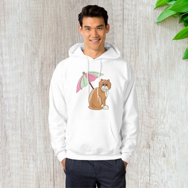 Sudadera Gato de playa con paraguas rosado y verde (Subido por el creador)