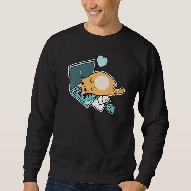 Sudadera Gato De Portátil Ca Cute (Anverso)