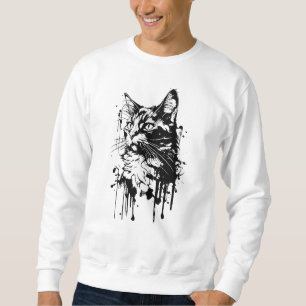 Sudadera Gato de salpicaduras en blanco y negro