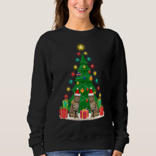 Sudadera Gato de Santa Bengala Árbol de Navidad Gato de Nav