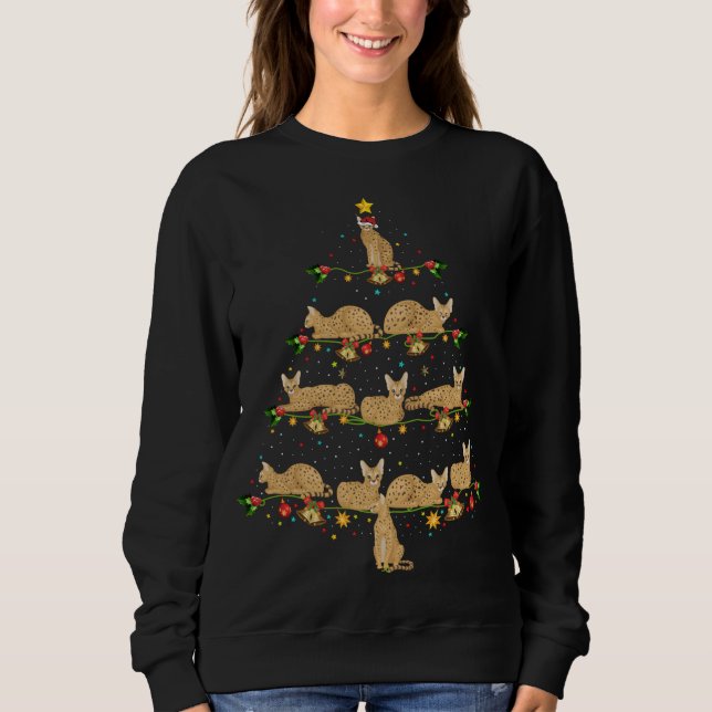 Sudadera Gato de Savannah Navidad Árbol Regalo de Santa Hat (Anverso)