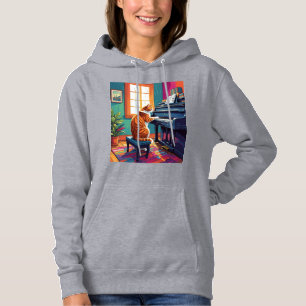 Sudadera Gato de Tabby jugando al piano