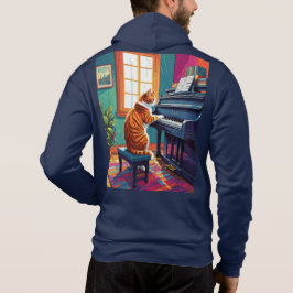 Sudadera Gato de Tabby jugando al piano