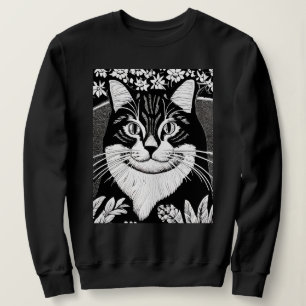 Sudadera Gato de Tabby rodeado de flores