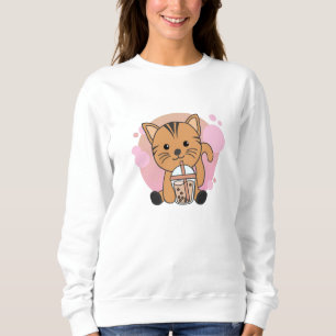 Sudadera Gato De Té De Burbuja Con Gatos De Animales Dulces