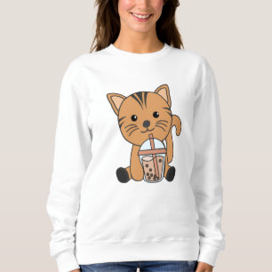 Sudadera Gato De Té De Burbuja Con Gatos De Animales Dulces