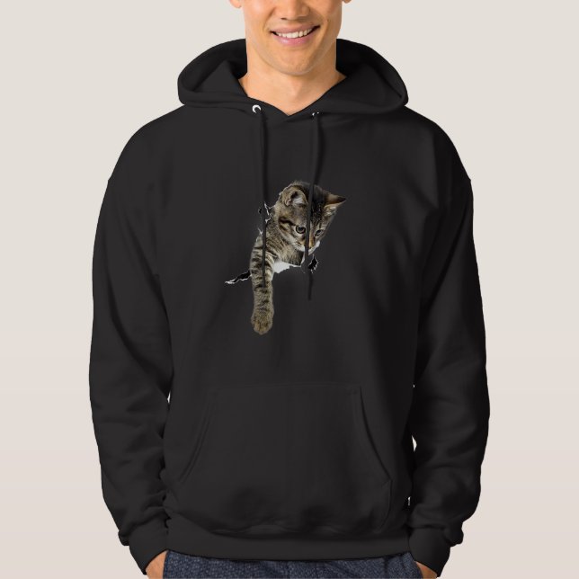 Sudadera Gato de tela desgarrada de gatito dulce (Anverso)