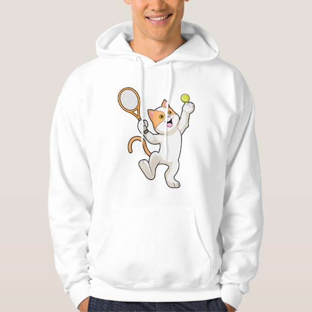 Sudadera Gato de tenis con raqueta de tenis (Anverso)