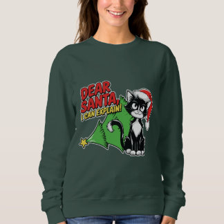 Sudadera Gato de Tuxedo Querido Papá Noel, puedo explicarlo