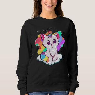 Sudadera Gato de unicornio adorable con arcoiris mágico