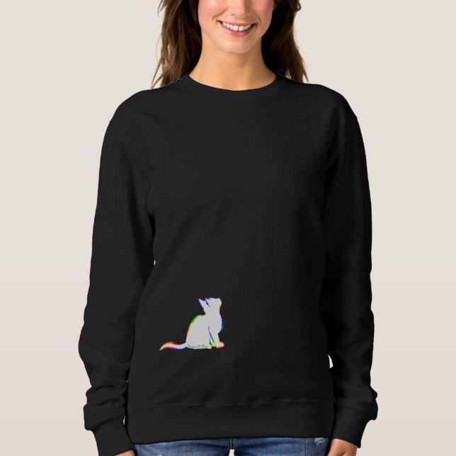 Sudadera Gato del arco iris, terraplén blanco, texto (Anverso)