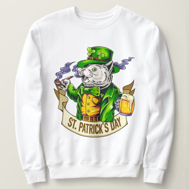 Sudadera Gato del Día de San Patricio (Anverso del diseño)