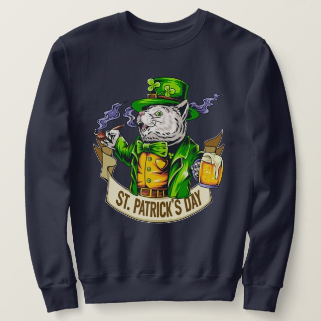 Sudadera Gato del Día de San Patricio (Anverso del diseño)