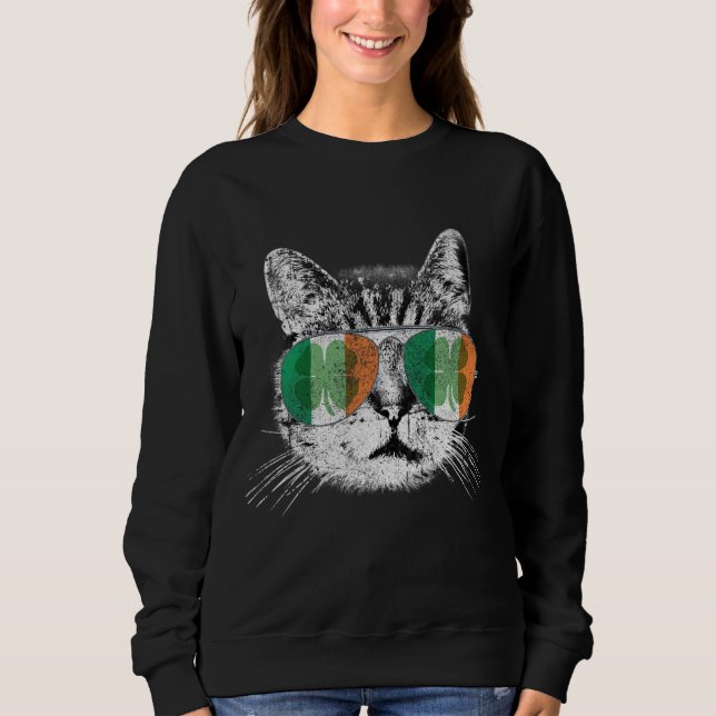 Sudadera Gato del Día de San Patricio tira a un gato irland (Anverso)