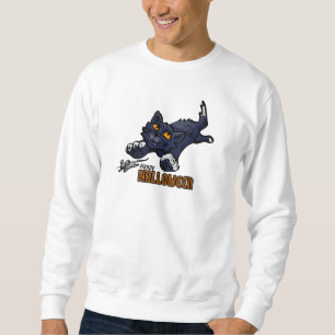 Sudadera Gato del feliz Halloween que persigue el ratón
