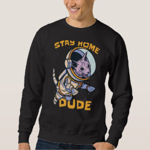 Sudadera Gato Divertido Astronauta Espacio Premium