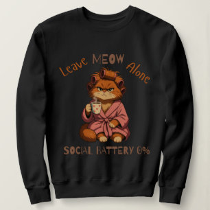 Sudadera Gato divertido déjame en paz batería social 0
