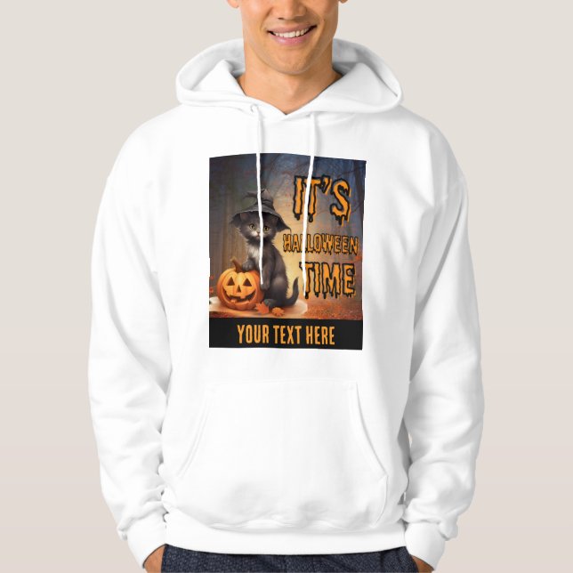 Sudadera gato dulce con calabaza en halloween editable (Anverso)