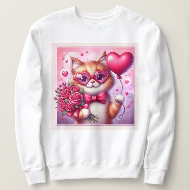 Sudadera Gato El día de San Valentín/gatito (Anverso del diseño)