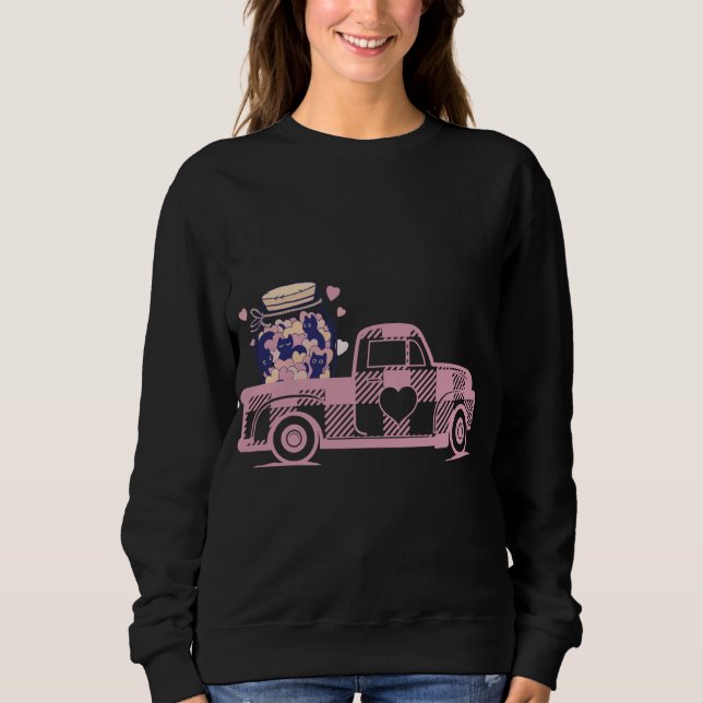 Sudadera Gato El día de San Valentín Gato Jar Red Tr (Anverso)