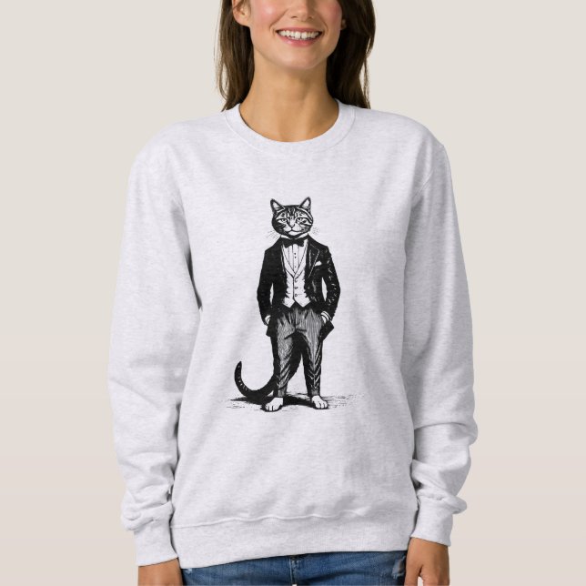 Sudadera Gato Elegante con Esmoquin (Anverso)