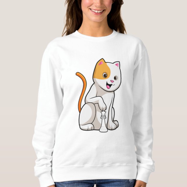 Sudadera Gato en ajedrez con peón de ajedrez (Anverso)
