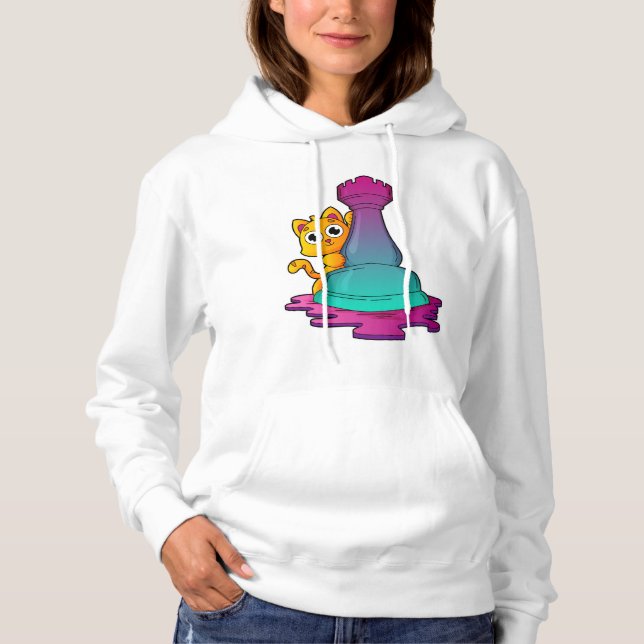 Sudadera Gato en ajedrez con pieza de ajedrez Rook (Anverso)