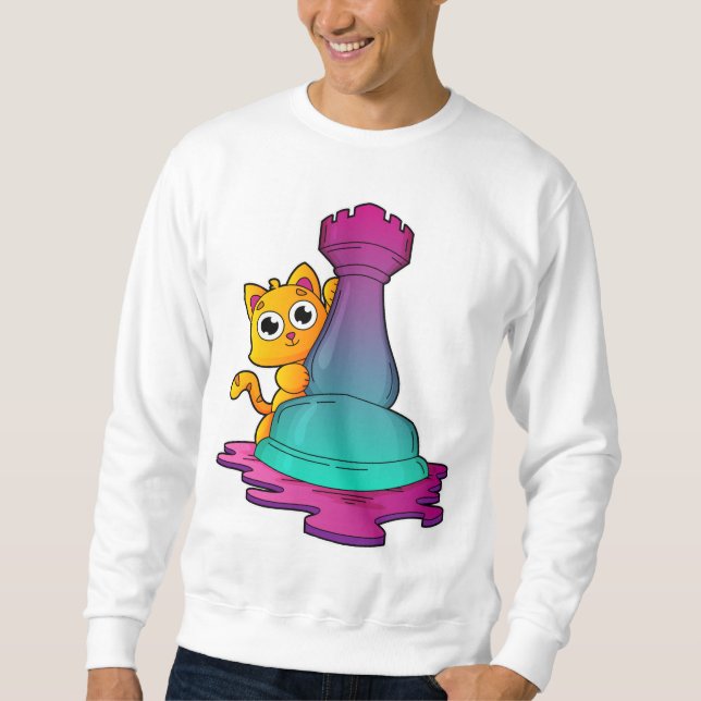 Sudadera Gato en ajedrez con pieza de ajedrez Rook (Anverso)