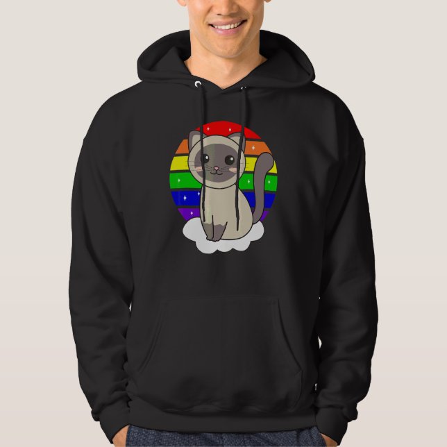 Sudadera Gato En Animales De Arcoiris De Unicornio Cuelgan  (Anverso)