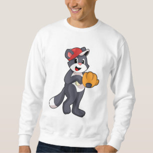 Sudadera Gato en béisbol con guante de béisbol.PNG