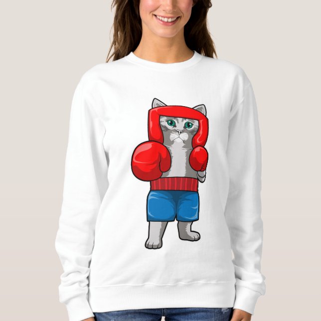 Sudadera Gato en boxeo con guantes de boxeo (Anverso)