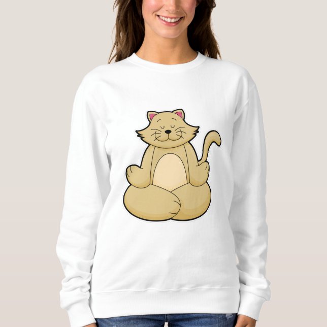 Sudadera Gato en ejercicio de Estiramiento de Yoga en piern (Anverso)