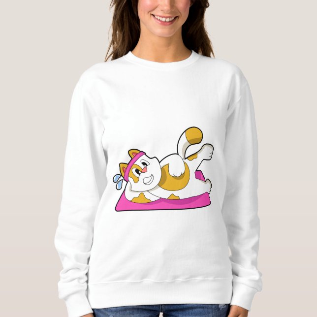 Sudadera Gato en ejercicio de Stretching de Yoga (Anverso)