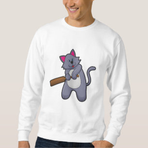 Sudadera Gato en el críquet con bate de críquet