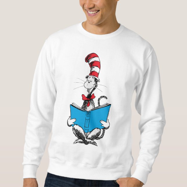 Sudadera Gato en el sombrero leyendo (Anverso)