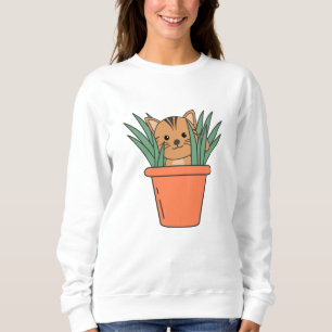 Sudadera Gato En Flor Pot Gracioso Gatito En Plantas
