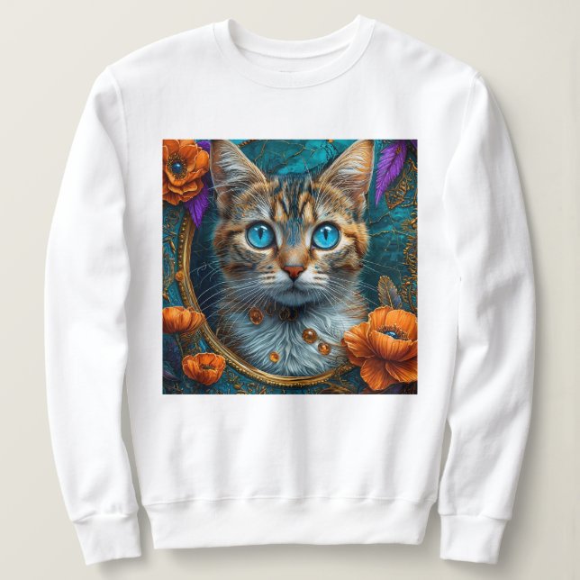 Sudadera Gato en flores (Anverso del diseño)