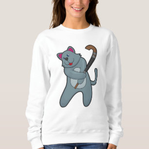 Sudadera Gato en hockey con bastón de hockey