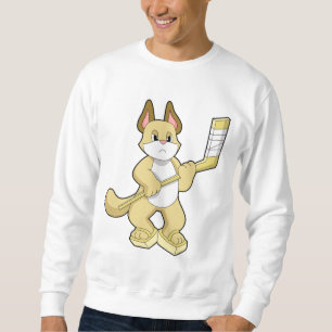 Sudadera Gato en hockey sobre hielo con bastón de hockey so