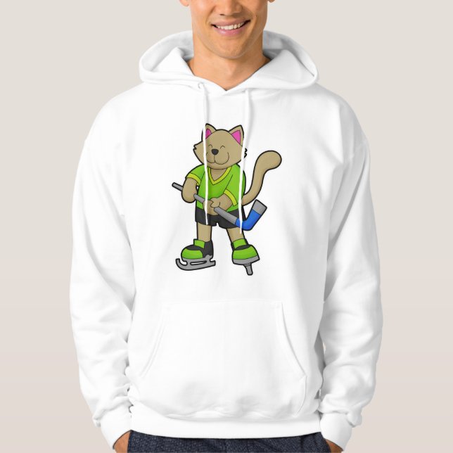 Sudadera Gato en hockey sobre hielo con bastón de hockey so (Anverso)