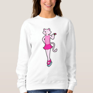 Sudadera Gato en patinaje sobre hielo con flor