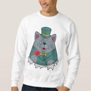 Sudadera Gato en Poker con tarjetas de póker