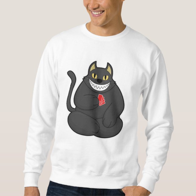 Sudadera Gato en Poker con tarjetas de póker (Anverso)