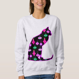 Sudadera Gato en un patrón de adornos navideños