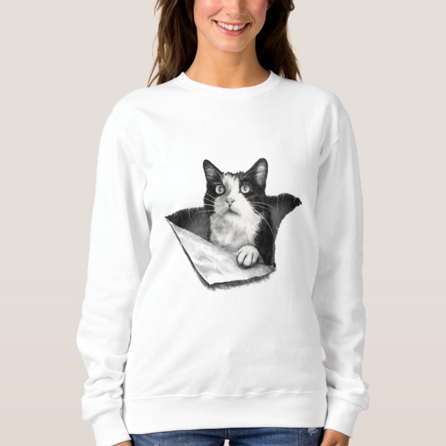 Sudadera Gato Enamorado 3D Tuxedo Kitten Hombres Negros y B (Anverso)