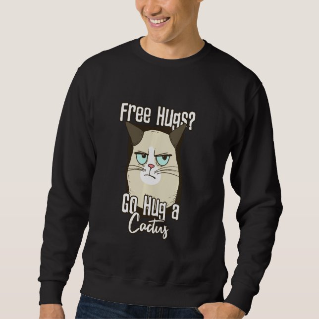 Sudadera Gato Enfadado Abrazo A Cactus (Anverso)